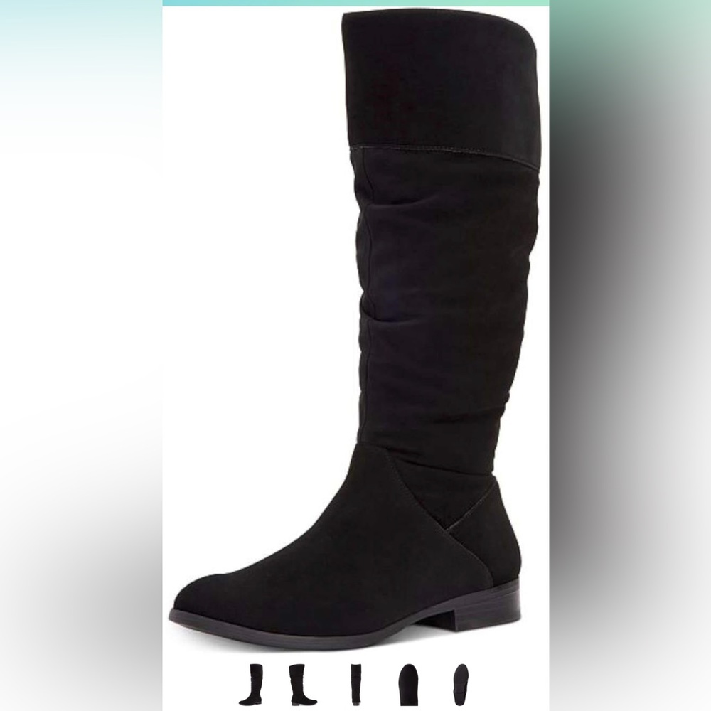 Faux suede black boots